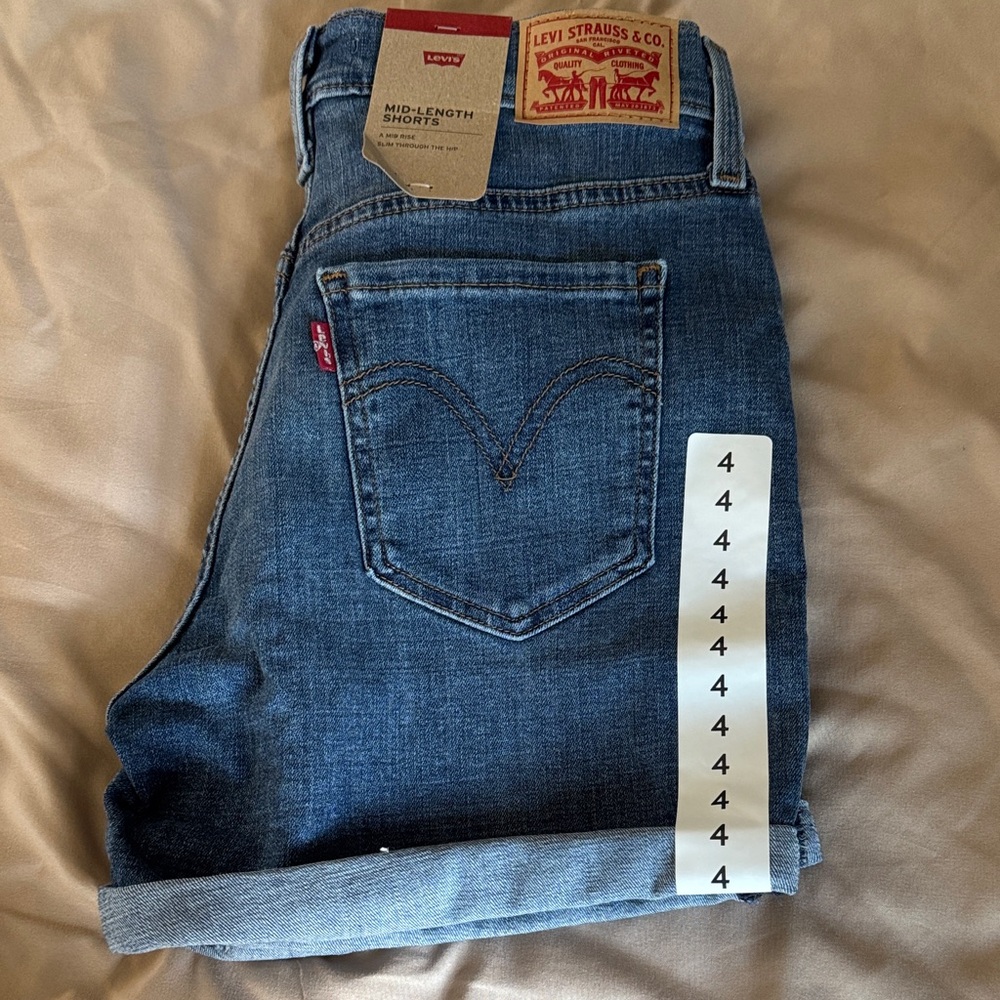 Levi's Blue Denim Shorts with Rolled Hem
